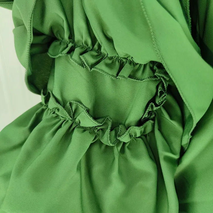 CM.YAYA Women Shirts Solid Full Ruffles Sleeve Turn-down Collar Single Breasted Loose Shirts Office Lady Streetwear Summer Tops