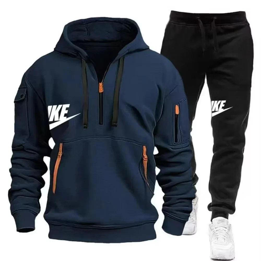 2025 New men's autumn and winter suit zipper hoodie + trousers suit casual men's sportswear