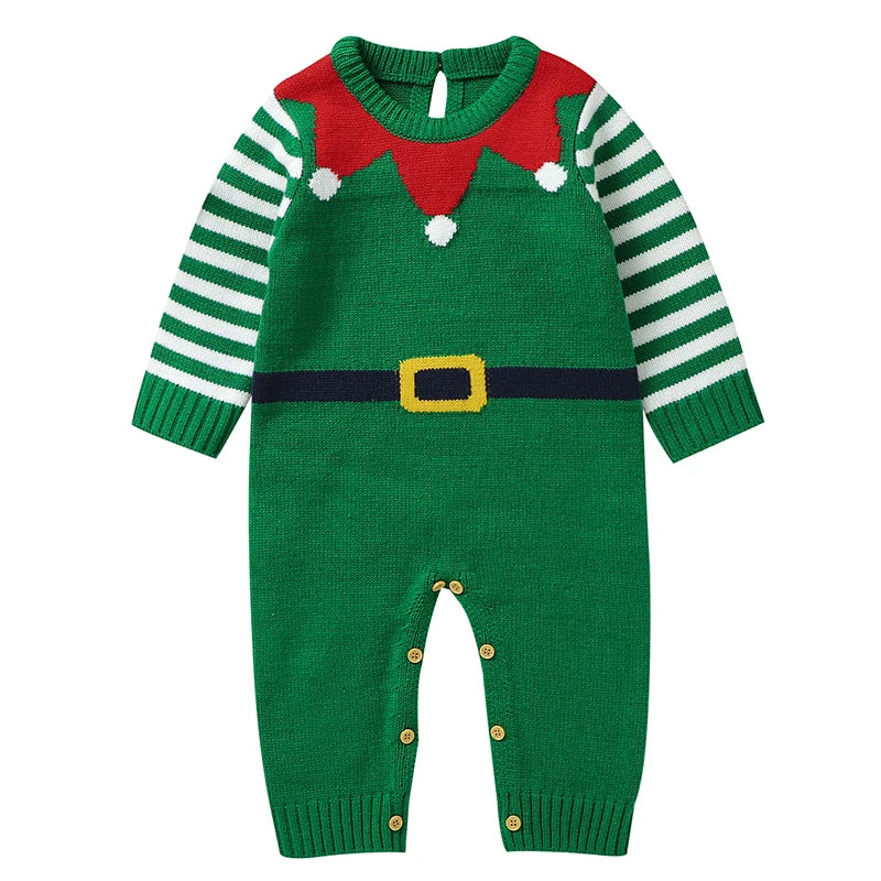 New Year Bodysuit New Christmas Knit Rompers Knit Scarf Deer Autumn Baby Boys Girls Rompers Long Sleeve Newborn Infant Jumpsuit