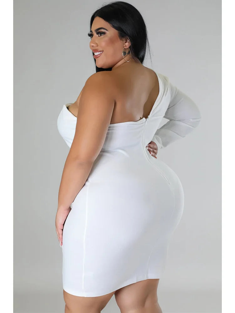 Wmstar Plus Size Dresses Women 2026 Single Long Sleeve V Neck Solid Sexy Mini Suit Dress Party Dresses Wholesale Dropshipping