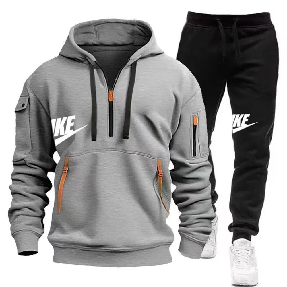 2025 New men's autumn and winter suit zipper hoodie + trousers suit casual men's sportswear