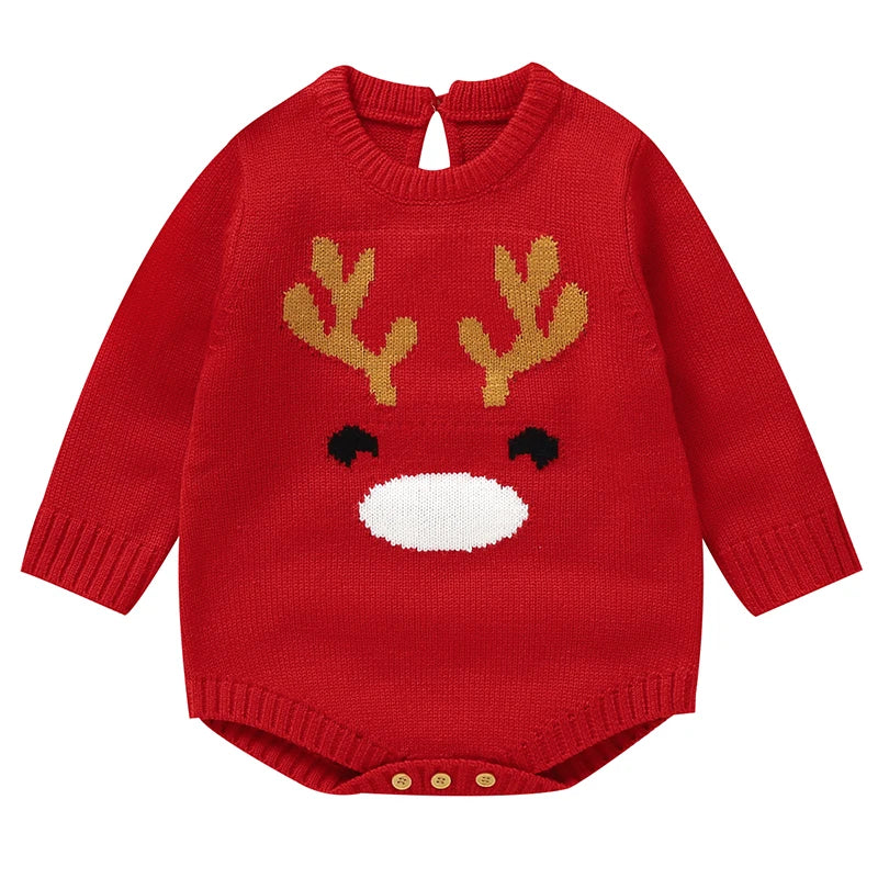 New Year Bodysuit New Christmas Knit Rompers Knit Scarf Deer Autumn Baby Boys Girls Rompers Long Sleeve Newborn Infant Jumpsuit