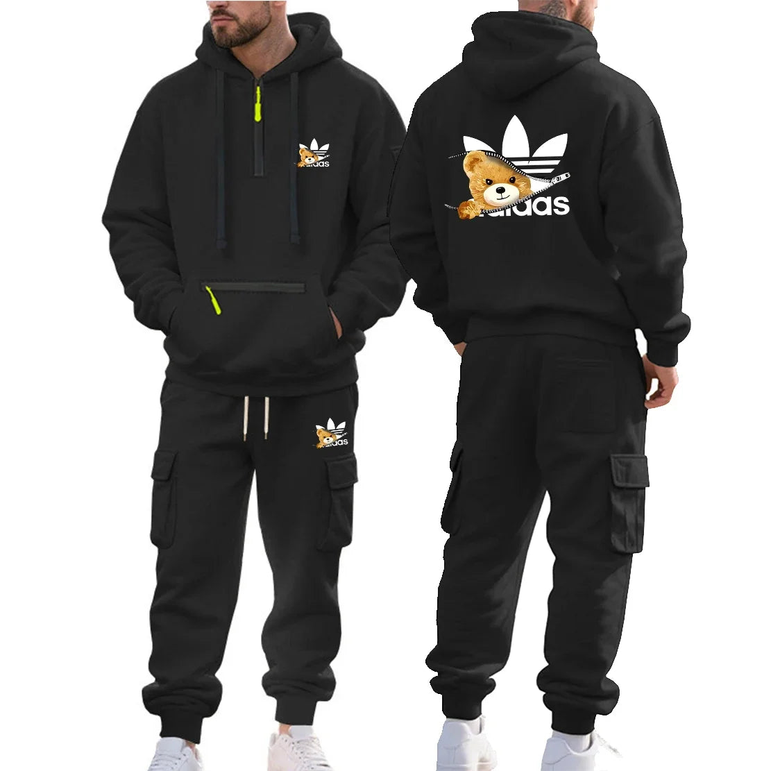 2026 Autumn and Winter Printed New Men's  Multi Pocket 2-piece Set