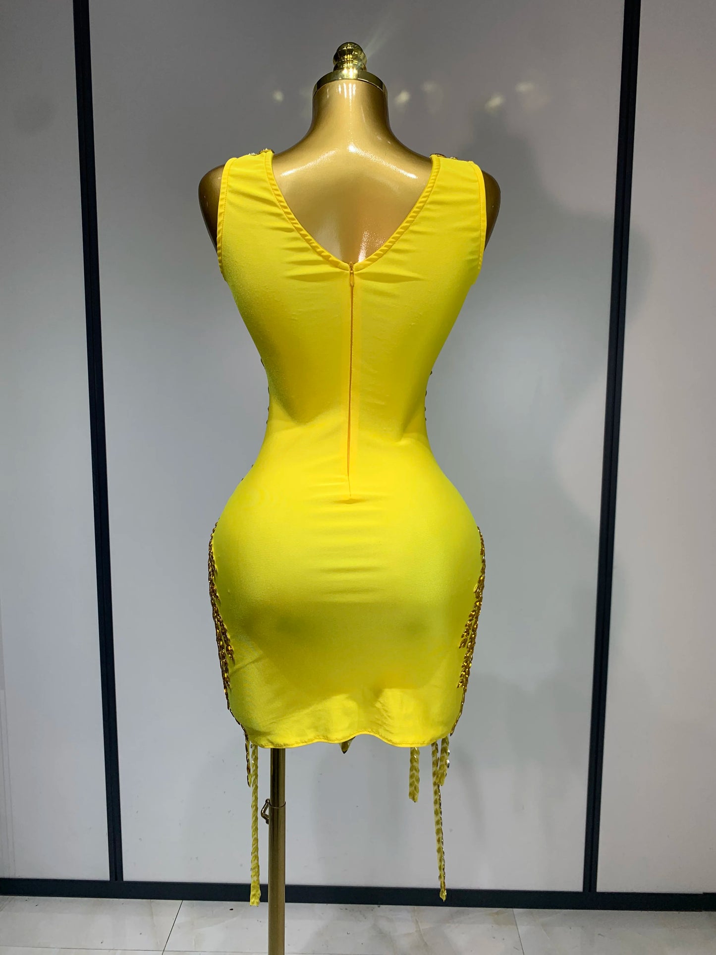 Sparkly Rhinestones Mesh Bodycon Dress Women Sexy Transparent Performance Stage Costume Black V Neck Nightclub Birthday Clothes