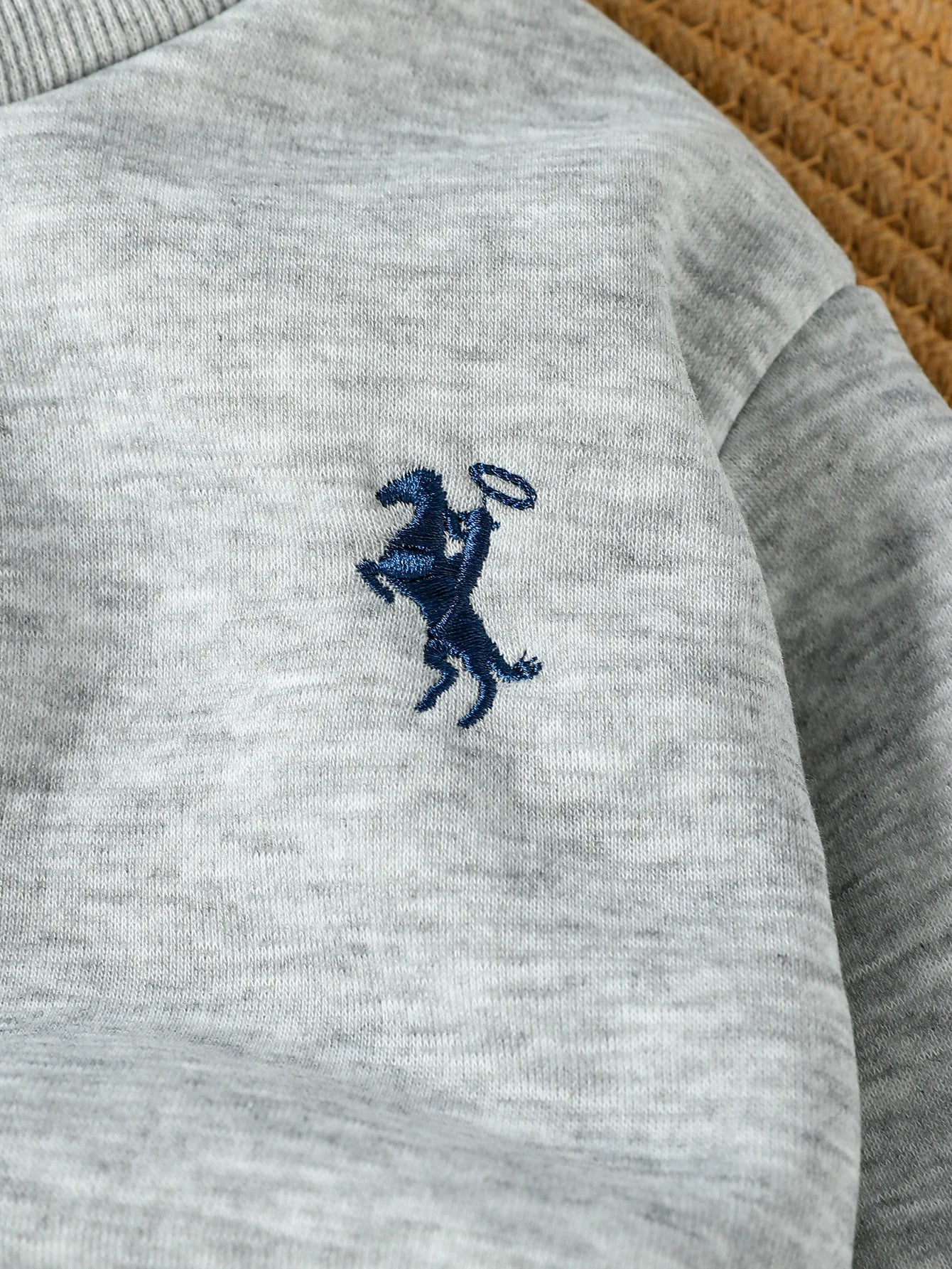 Fall/ Winter Plush New Style Baby Boys' Embroidered Little Horse Hoodie Clothes Set Sportswear Hoodie and Sweatpants Two-Piece