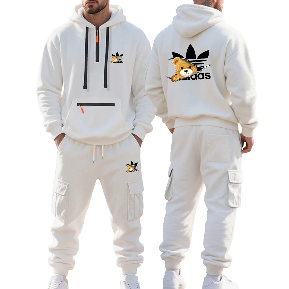 2026 Autumn and Winter Printed New Men's  Multi Pocket 2-piece Set