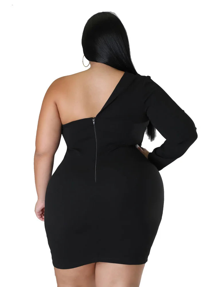 Wmstar Plus Size Dresses Women 2026 Single Long Sleeve V Neck Solid Sexy Mini Suit Dress Party Dresses Wholesale Dropshipping