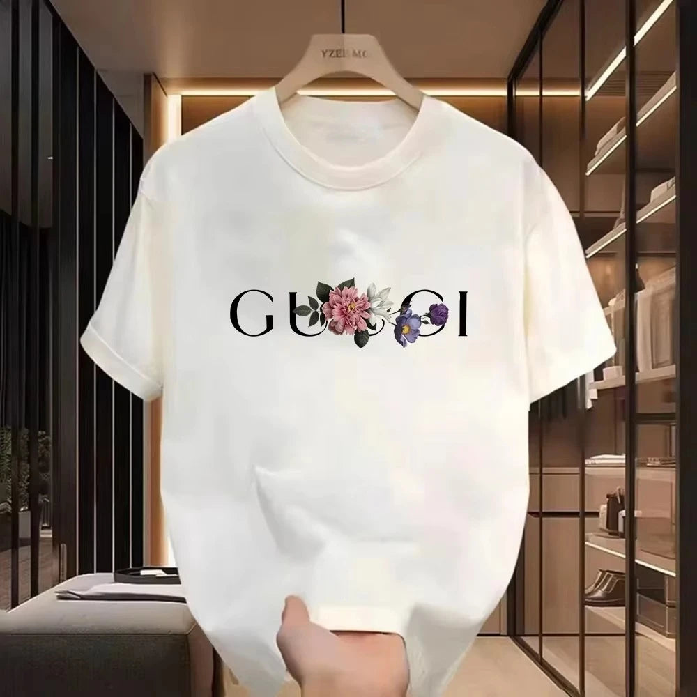 2025 Men's Trend Fashion New Summer Alphabet Pattern Printed T-shirt Pure Cotton Harajuku Classic Breathable Fashion T-shirt