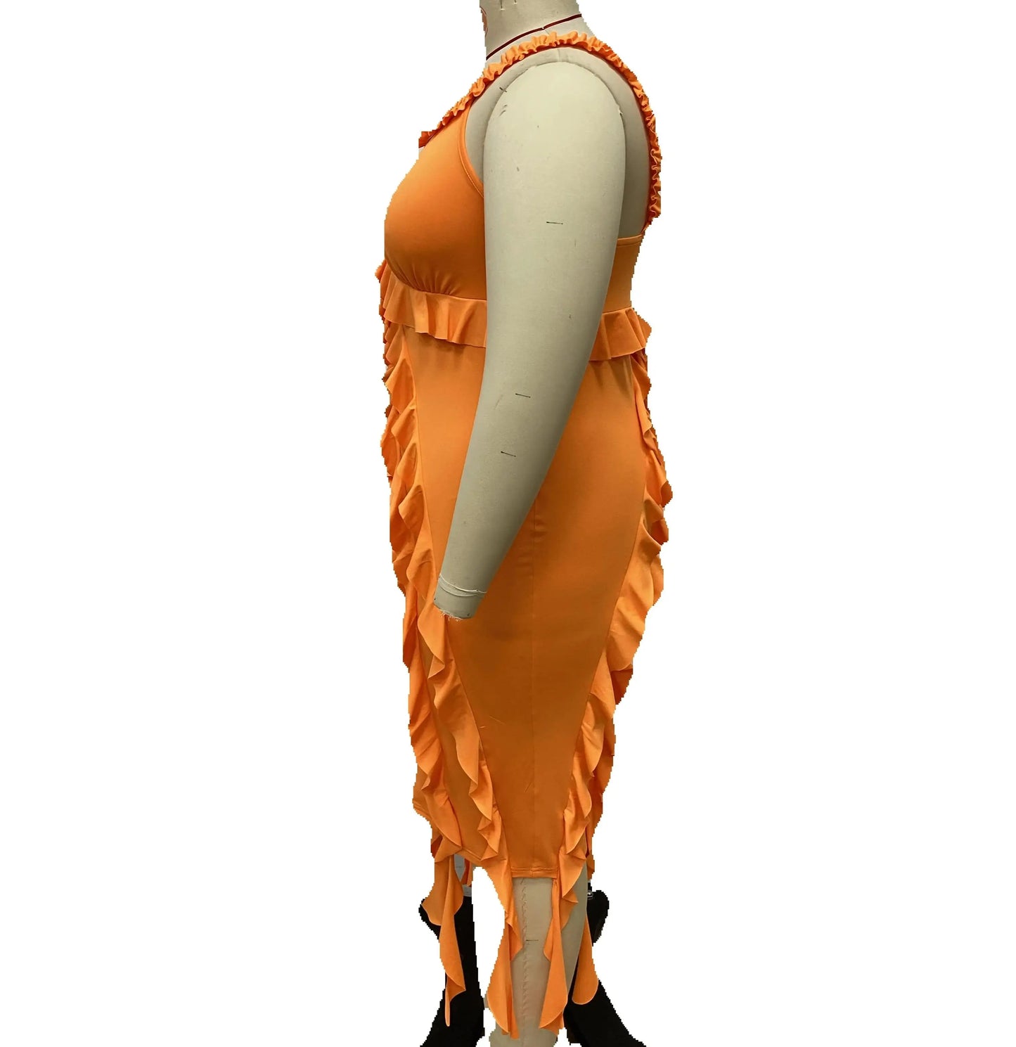 Sleeveless, backless, thin-shouldered, fringed wrap dress, tight halter mid-length dress for parties, parties and vacations