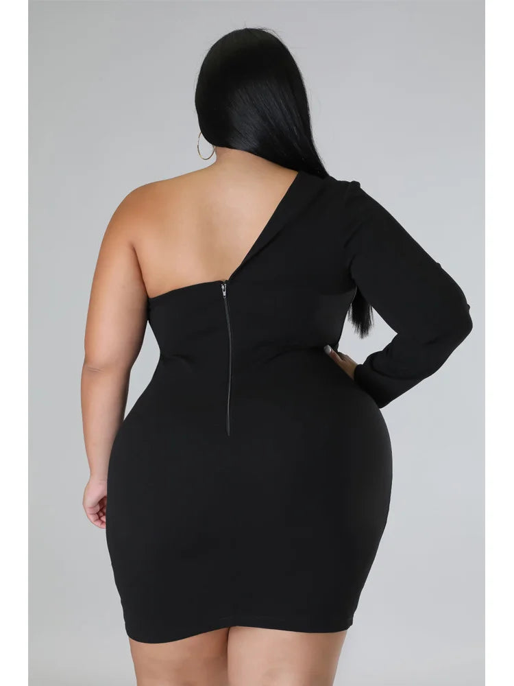 Wmstar Plus Size Dresses Women 2026 Single Long Sleeve V Neck Solid Sexy Mini Suit Dress Party Dresses Wholesale Dropshipping