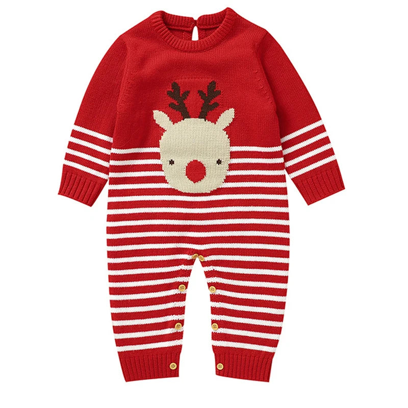 New Year Bodysuit New Christmas Knit Rompers Knit Scarf Deer Autumn Baby Boys Girls Rompers Long Sleeve Newborn Infant Jumpsuit