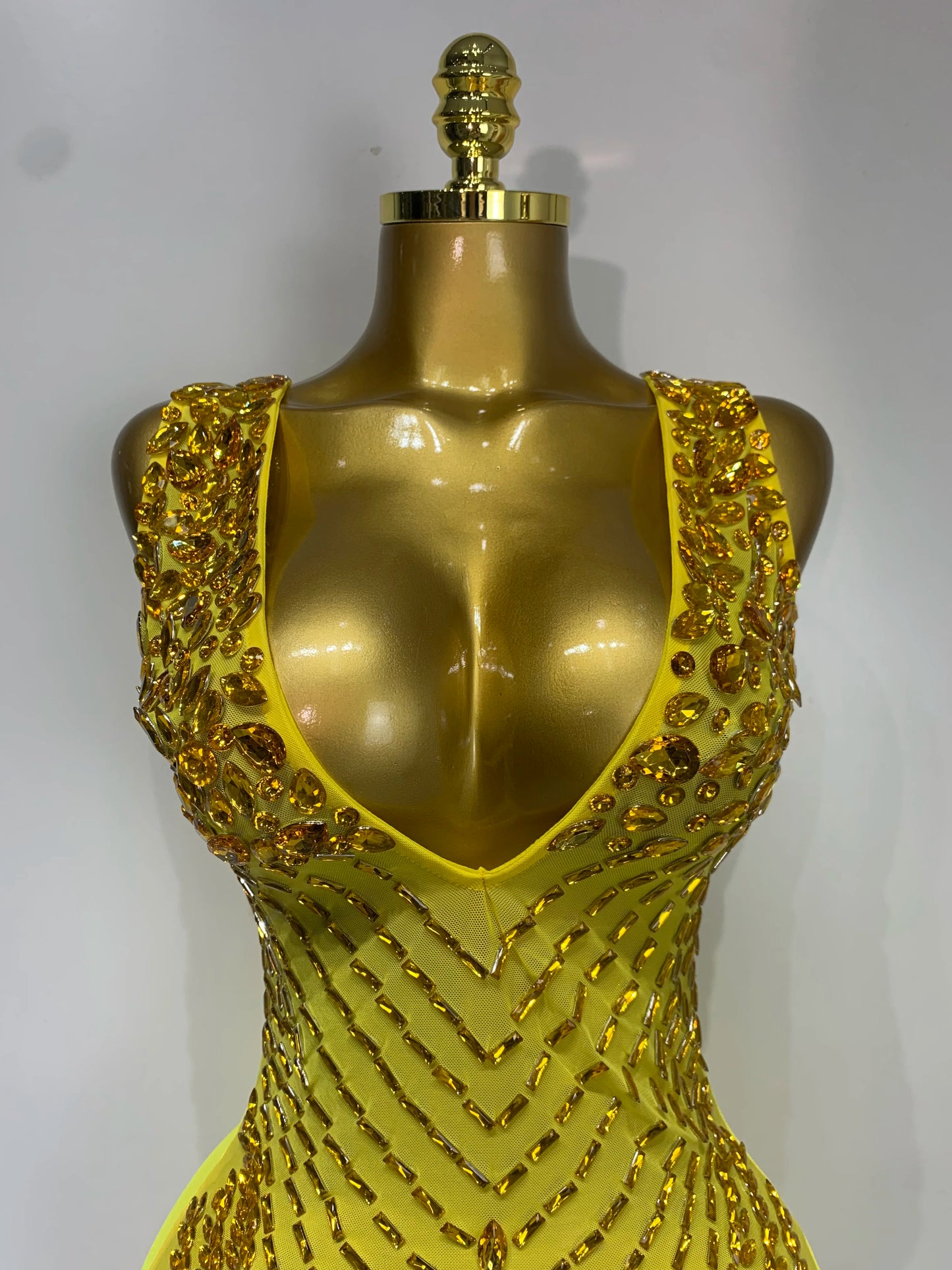 Sparkly Rhinestones Mesh Bodycon Dress Women Sexy Transparent Performance Stage Costume Black V Neck Nightclub Birthday Clothes