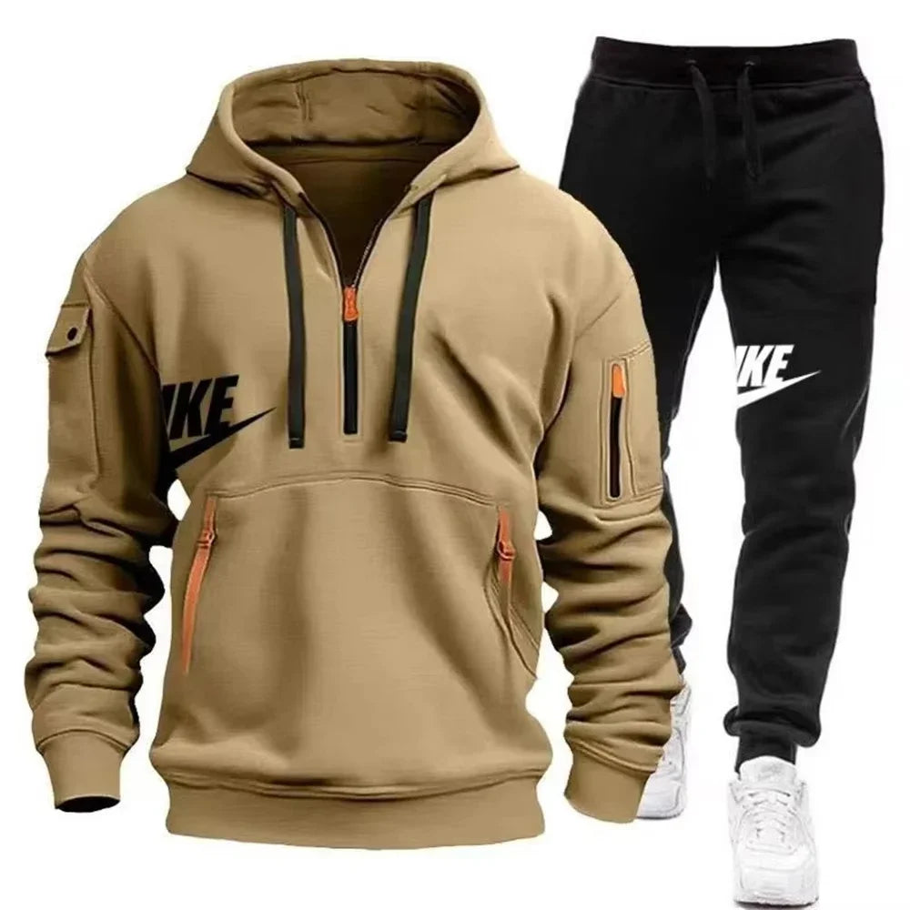 2025 New men's autumn and winter suit zipper hoodie + trousers suit casual men's sportswear